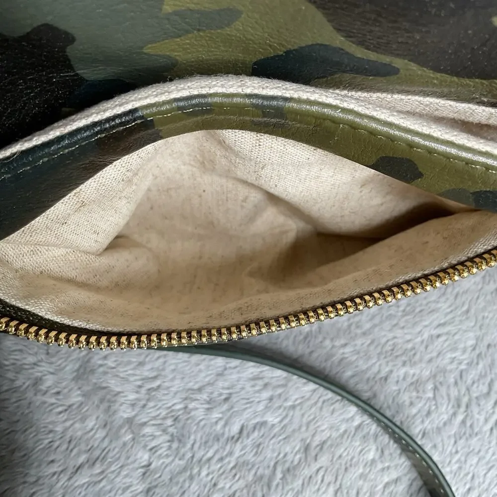 Mark & Graham Camo Leather Crossbody Bag Green Black Gold Accents Purse